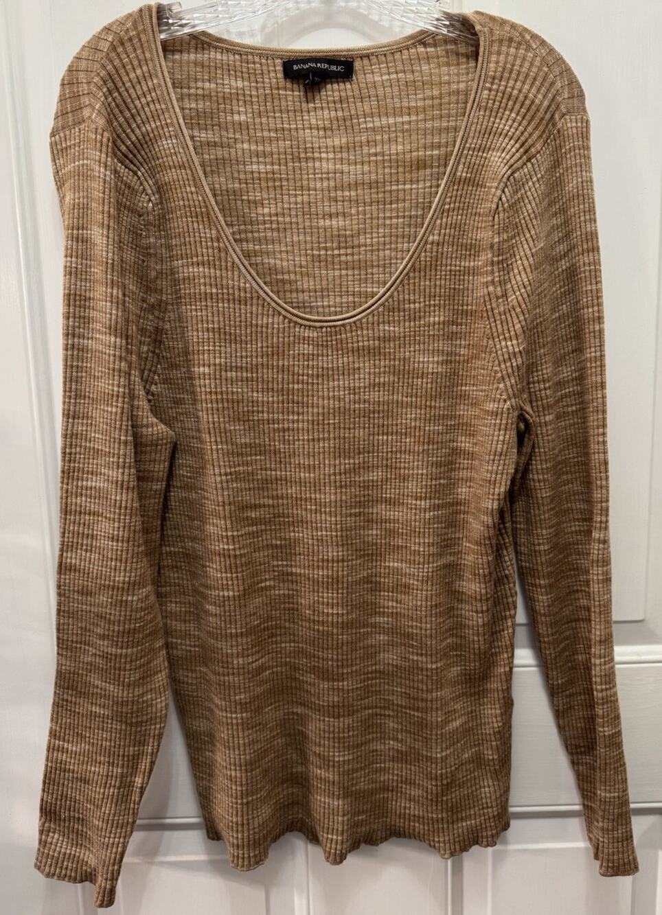 Banana Republic Space Dye Beige Scoop-Neck Sweater Top Size XXL